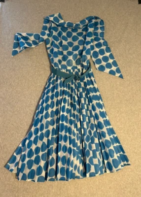 Vestido retro a lunares azul y blanco CAROL CRAIG para mujer vintage años 50 talla 10 Foto 1 de 4