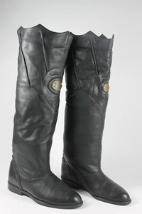 Damenstiefel Winterstiefel Leder schwarz Gr. 38 TRUE VINTAGE 80s women's boots - Bild 1 von 10