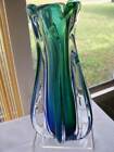 WOW 10&quot; MURANO Art Glass Vase OBALL Label Designed by Luigi Onesto Hand Blown