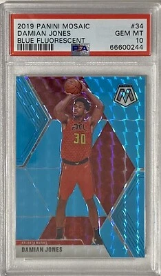 2019 Panini Mosaic #34 Damian Jones NBA Blue Fluorescent #13/15 PSA 10 Gem Mint - Image 1 of 4