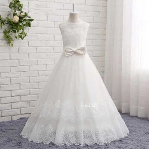 Flower Girl Dresses Lace Vestidos De Primera Floor Length Comunion Pageant - Picture 1 of 14