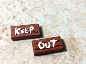 LEGO Wood Grain Sign KEEP OUT Mine Shaft Gold Silver Copper Boys Girl Hideout - Picture 1 of 1