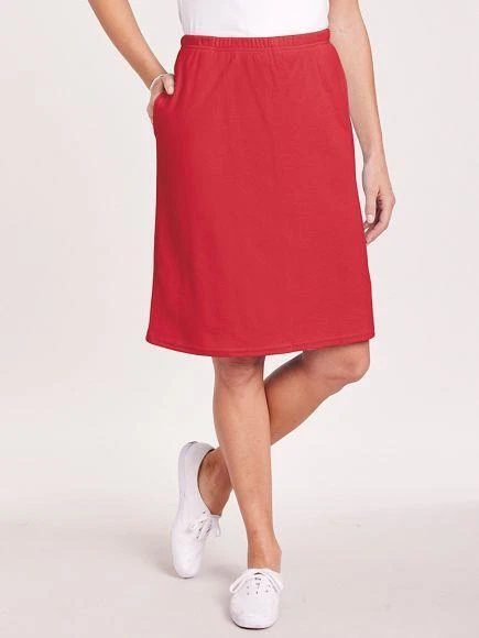 NUEVO Elige Plus 2X o 3X Rojo Coral Cintura Elástica Elástica Skort Bolsillos Laterales Foto 1 de 2