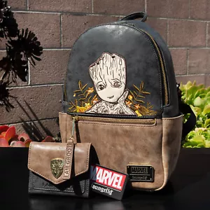 NWT Loungefly Marvel I Am Groot Floral Mini Backpack & Matching Tri-fold Wallet - Picture 1 of 8