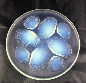 Vintage Sabino France Art Glass Opalescent Clam Shell Relief 6 1/4" Plate - Picture 1 of 6