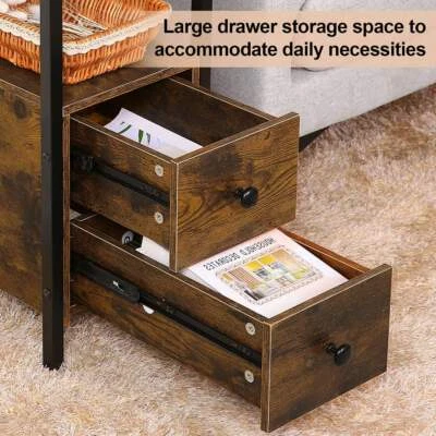 SEJOV Side Table with Charging Station,Narrow Side Table with 2Drawer &USB Ports - Image 1 of 4