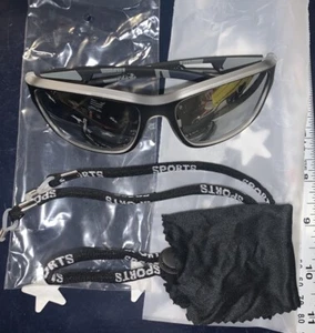 Black, White, Grey Frame White Merc Sport Sunglasses with Strap - Bild 1 von 9