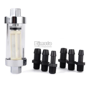 1/4'' 5/16'' 3/8'' Glass Fuel Filter Petrol Inline Adapters Reusable Universal - Picture 1 of 10