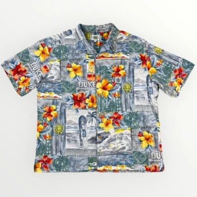 Vintage DUKE Kahanamoku Mens Hawaiian Floral AOP Short Sleeve Button Up Shirt XL - Image 1 of 4