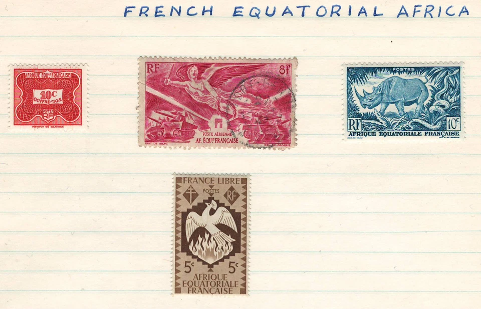 FRENCH EQUATORIAL AFRICA Very Fine Mint  & Used Stamps Hinged on List - Image 1 of 1