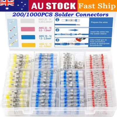 1000PCS Marine Grade Heat Shrink Butt Solder Seal Electrical Wire Connectors Kit - image 1 of 4