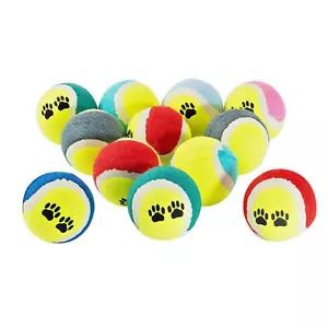 12 X Pet Dog Chew TENNIS BALLS Throw Training Strong Outdoor Garden Park Fun Toy - Picture 1 of 2