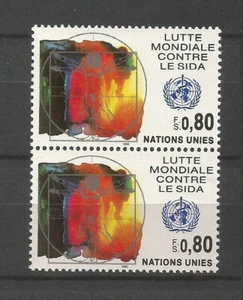 Vereinte Nationen 1990 Weltkampf gegen AIDS 2 Briefmarken paarweise postfrisch /T9158 - Bild 1 von 1