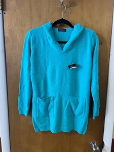 Camicia donna con cappuccio scollo a V manica 3/4 verde acqua Homer Collection piccola nuova con etichetta - Foto 1 di 7