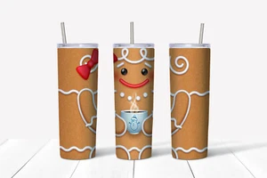 20oz skinny Stainless steel insulated tumbler - Gingerbread theme - Picture 1 of 1