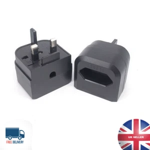 Adaptor EU 2 Pin to UK 3 Pin Converter Plug Fused Screw Secured Mains - Black UK - Picture 1 of 5