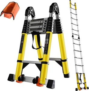18 Ft Telescoping Ladder A Frame, Compact Aluminum Extension Telescopic Step - Picture 1 of 6