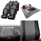 3 Row 7 Seaters Seat Covers Universal Fitment for SUV Gray Black w/ Dash Mat