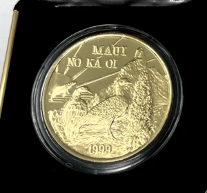 1999 MAUI NO KA OI Hawaii Trade Dollar "Ne Ne" 22K vergoldet mit BOX + COA - Bild 1 von 3