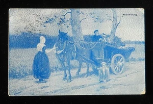 1900s? Horse Drawn Milk Cart Middelburg Netherlands Zeeland Co Postcard - Picture 1 of 2