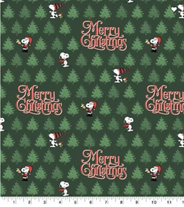 Snoopy/Peanuts Merry Christmas Fabric 18” x 44” - Picture 1 of 1