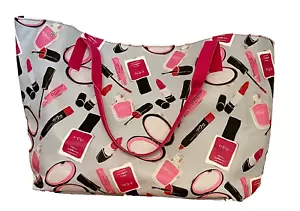 Lined Shoulder Tote Bag Pink Shoulder Straps 13" x 16" Snaps Shut - Picture 1 of 3