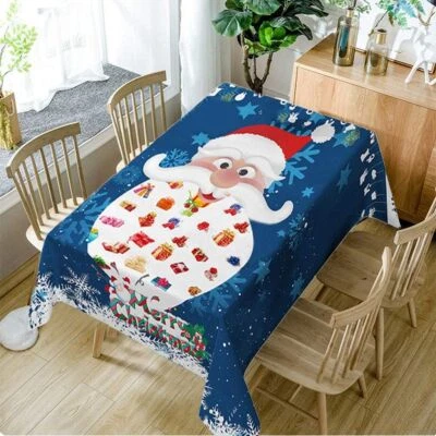 Christmas Tablecloth Dining Kitchen Table Cloth Chair Cover Xmas Pary Home Decor - Image 1 of 4