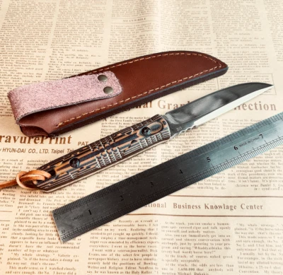 Stainless Steel Long Handle Outdoor Tactical Knife Camping Leather Sheath Sports - Image 1 of 4