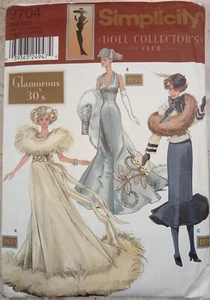Simplicity 9704 GLAMOROUS 30s 1930s Doll Collector's Club 11.5" Fashion UNCUT - Picture 1 of 7