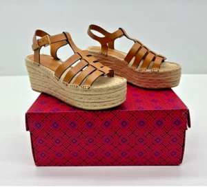 New TORY BURCH Fisherman Espadrille Wedge 75 mm leather Sandals R$298 Size 8 - Picture 1 of 8