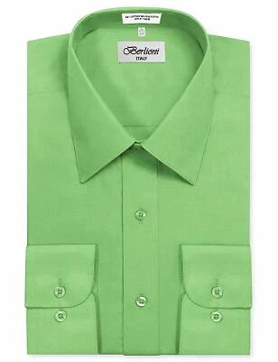 Berlioni Italy Men's Premium Classic French Convertible Cuff Solid Dress Shirt - Image 1 of 2