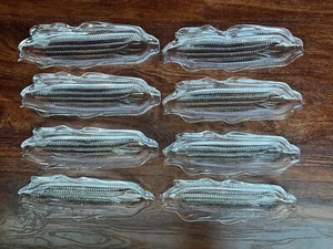 Vintage 70's Plastic Molded Corn Trays/Holders-Set of 8-Rare Clear-Retro - Picture 1 of 8