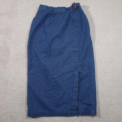 VINTAGE Talbots Skirt Womens 8 Blue Maxi A-Line Denim Prairie Cottage 90s - Image 1 of 4