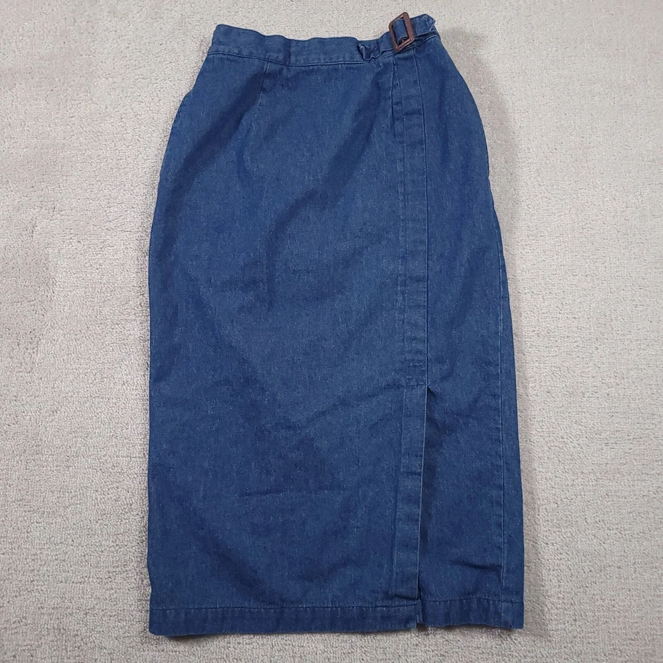 VINTAGE Talbots Skirt Womens 8 Blue Maxi A-Line Denim Prairie Cottage 90s - Image 1 of 4