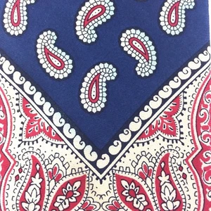 Rooster Necktie Navy Red Yellow 100% Silk Paisley - Picture 1 of 4