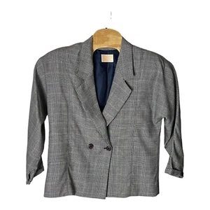 Vintage Pendleton Blazer Jacket Womens Size 8 Tan Houndstooth 100% Wool - Picture 1 of 6