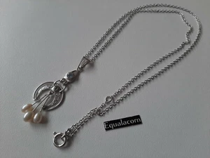 Art Nouveau Necklace Aquamarine Pearl 925 Silver Jewelry NEW - Picture 1 of 1