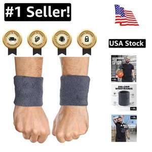 Ultra saugfähige dunkelgraue Armbänder - vielseitige Schweißbänder für alle Sportarten - Bild 1 von 8