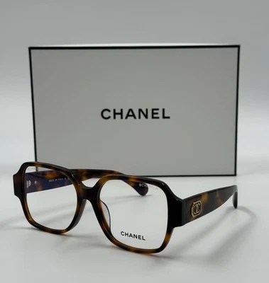 NEW CHANEL 3438 Dark Havana Acetate & Square Demo Lenses Eyeglasses - 100% Auth - Image 1 of 4