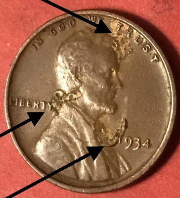 1934  Lincoln Wheat Penny Die Breaks ￼￼mint Error Circulated 😎 - Image 1 of 4
