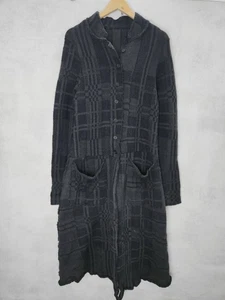 Rundholz Negro Etiqueta Largo Gris Lana Cárdigan Abrigo Cuadros Talla M - Imagen 1 de 12
