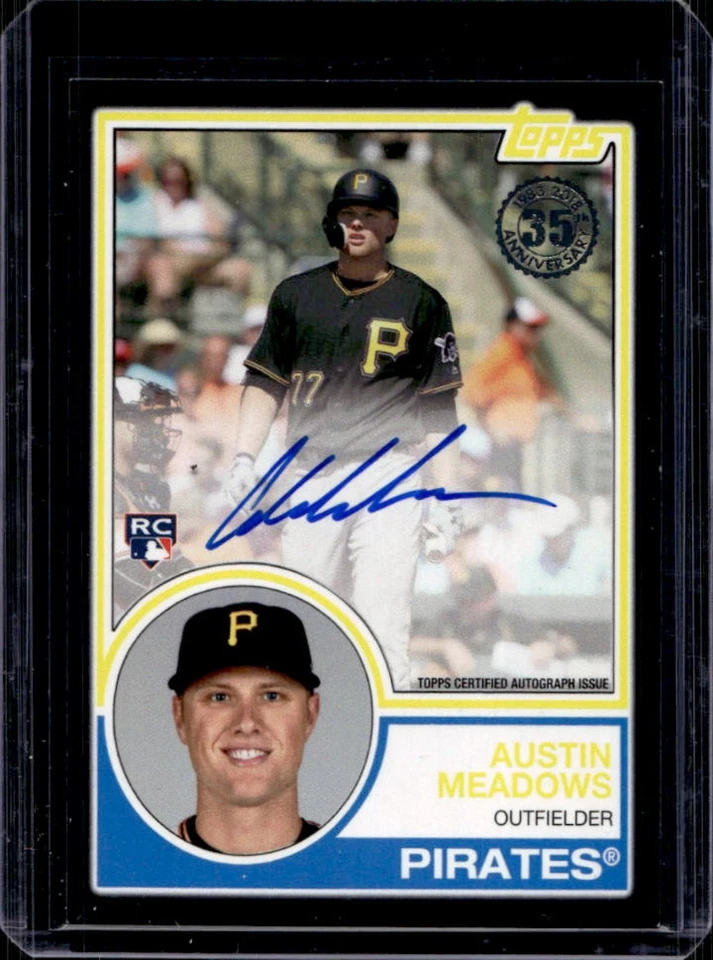 2018 Topps Update Austin Meadows 1983 Auto RC Black Rookie #14/99 Pirates - Image 1 of 2