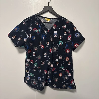 Wonderwink Scrub Top Ladies Size Large Blue Dog Design - Image 1 of 4
