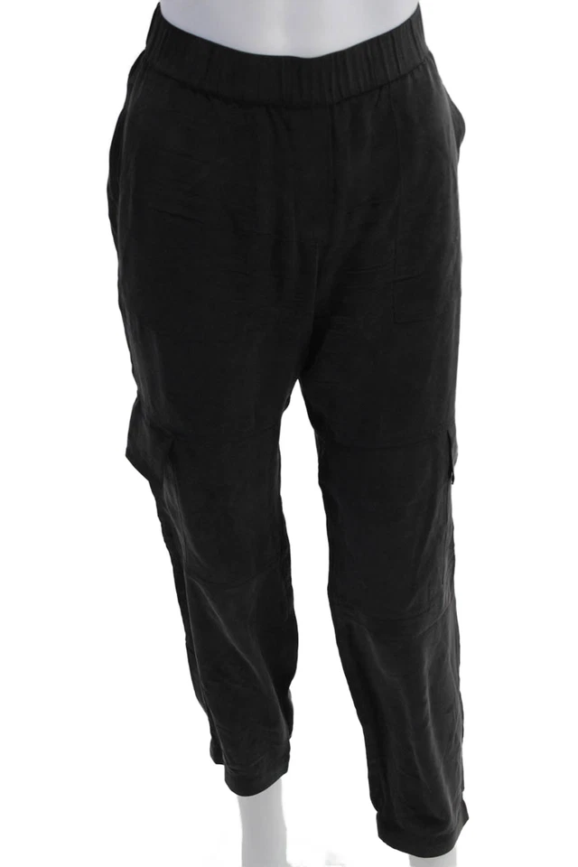 Pantalones Jogger Theory Unisex Seda Carga Negro Cierre Botón Talla S Foto 1 de 4