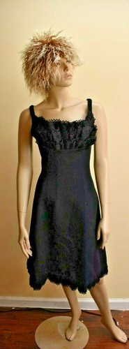 NUOVO ABITO DA SERA PRADA PRADA NERO PIZZO ARRICCIATO SENZA MANICHE 40 ITALIA $2150