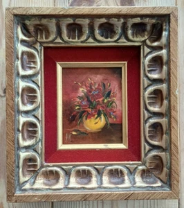 Pequeña pintura floral americana de los años 80 sobre lienzo de lino. Firmado. - Imagen 1 de 9