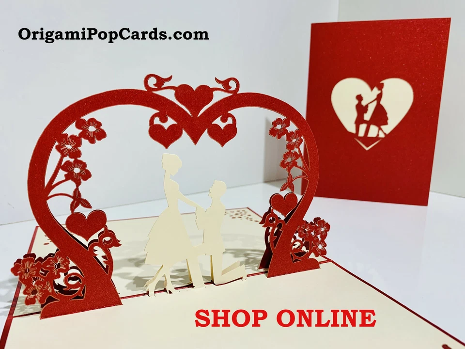 ORIGAMIPOPCARDS.COM Origami Pop Cards Marriage Engagement Proposal 3D Pop Up Greeting Card Love