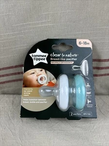Tommee Tippee Closer To Nature Pacifier Breast-Like Shape 6-18M 2pk Unisex Ortho - Picture 1 of 12