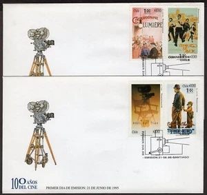 CHILE FDC COVER 1995 STAMP # 1708/11 MOVIE CINEMA CHAPIN, LUMIERE - Picture 1 of 2