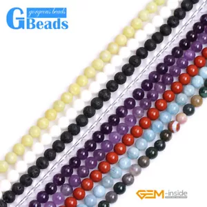 Natural Assorted Semi Gemstones Round Beads For Jewelry Making Strand 15" 8mm - Picture 1 of 256